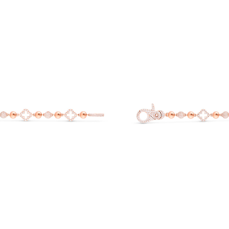 10K Rose Gold Diamond Bead & Clover Link Chain