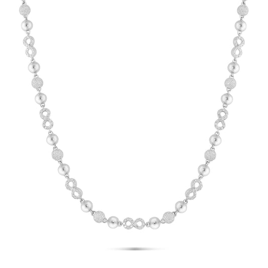 10K White Gold Diamond Bead & Infinity Link Chain