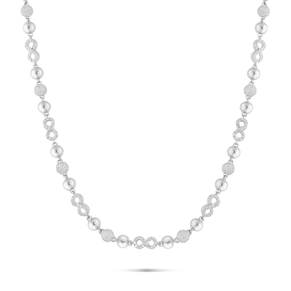 10K White Gold Diamond Bead & Infinity Link Chain