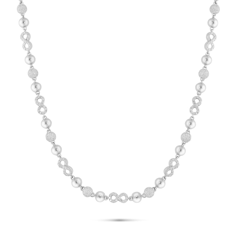 10K White Gold Diamond Bead & Infinity Link Chain