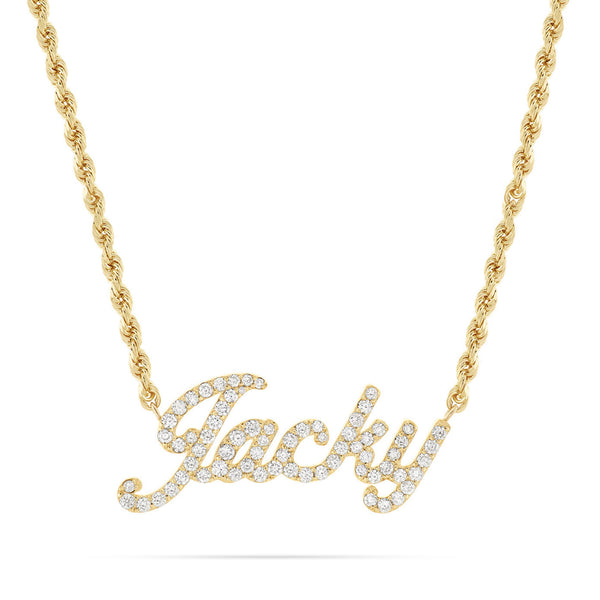 Customizable Gold & Diamond Cursive Name Necklace