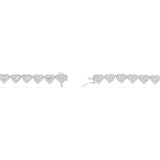 White Gold Baguette and Round Diamond Heart Motif Link Chain