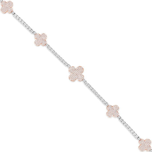 10K Two-Tone Gold Diamond Clover on Tennis Chain