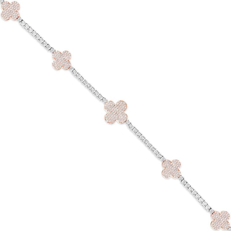 10K Two-Tone Gold Diamond Clover on Tennis Chain