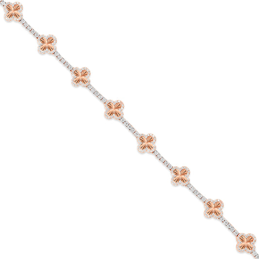 Gold Accent Diamond Clover on Tennis Chain