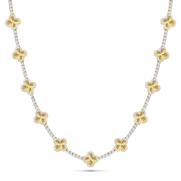 Gold Accent Diamond Clover on Tennis Chain