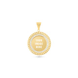 14K Gold Cuban Border Picture Pendant with Cubic Zirconia