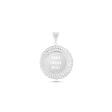 14K Gold Cuban Border Picture Pendant with Cubic Zirconia