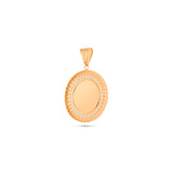 14K Gold Cuban Border Picture Pendant with Cubic Zirconia