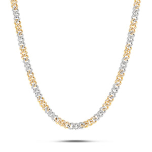 10K Gold Two Tone 2.40ct Mini Diamond Cuban Chain