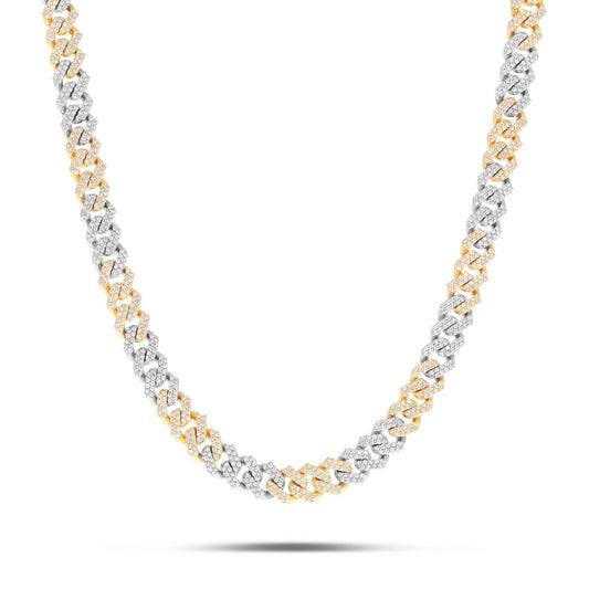 10K Gold Two Tone 3.9ctw Diamond Cuban Chain