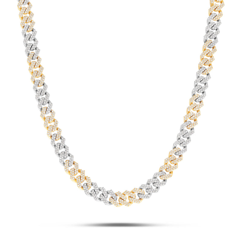 10K Gold Two Tone 3.9ctw Diamond Cuban Chain