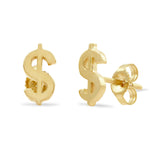 14k Gold Dollar Sign Studs