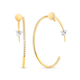 18K Yellow Gold Diamond Nail Hoop Earrings