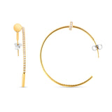 18K Yellow Gold Diamond Nail Hoop Earrings