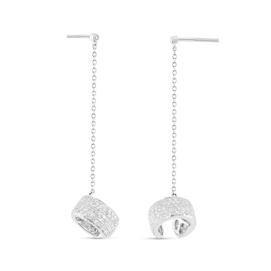 1.5 ct 14K White gold Diamond Cuff Drop Earrings