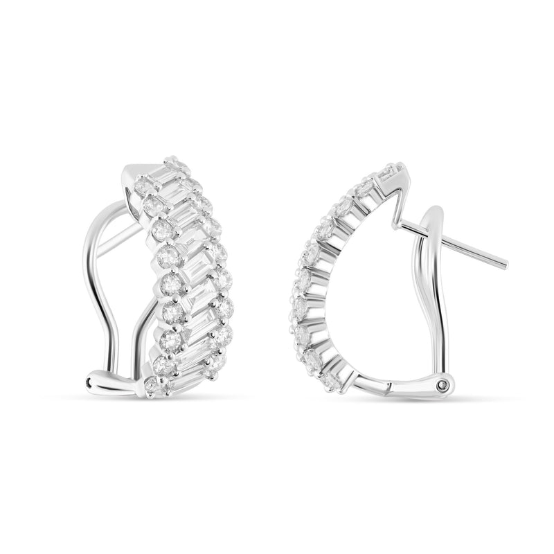 18K White Gold Diamond Half Huggie Earrings