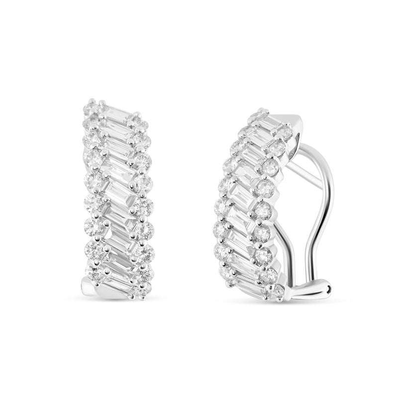 18K White Gold Diamond Half Huggie Earrings