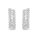 18K White Gold Diamond Half Huggie Earrings