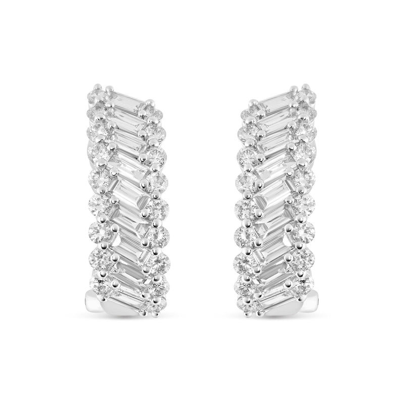 18K White Gold Diamond Half Huggie Earrings