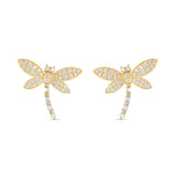 18K Gold 0.6ct Diamond Dragon Fly Stud Earrings