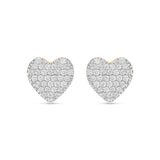 14K Yellow Gold Diamond Heart Earrings