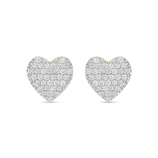 14K Yellow Gold Diamond Heart Earrings