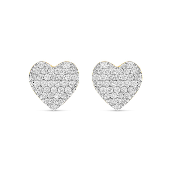 14K Yellow Gold Diamond Heart Earrings