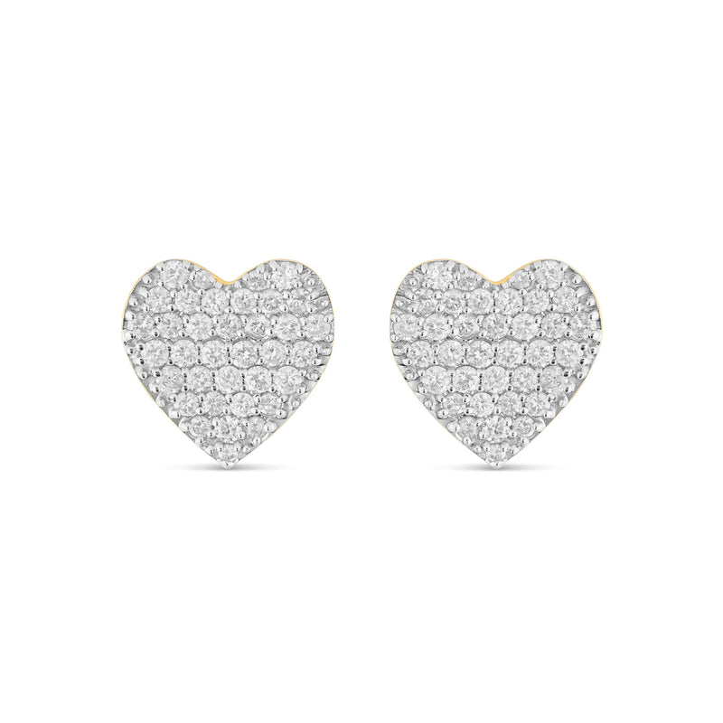 14K Yellow Gold Diamond Heart Earrings