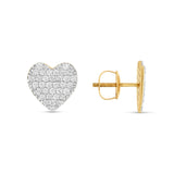 14K Yellow Gold Diamond Heart Earrings