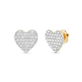 14K Yellow Gold Diamond Heart Earrings