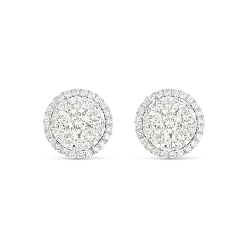 14K White Gold Cluster Diamond Stud earrings