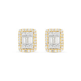 14K Gold Baguette illusion Diamond Stud Earrings