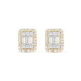 14K Gold Baguette illusion Diamond Stud Earrings