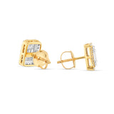 14K Gold Baguette illusion Diamond Stud Earrings