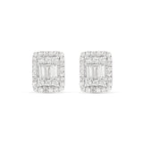 14K Gold Baguette illusion Diamond Stud Earrings