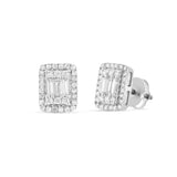 14K Gold Baguette illusion Diamond Stud Earrings