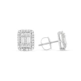 14K Gold Baguette illusion Diamond Stud Earrings