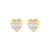 14K Yellow Gold Heart Diamond Stud Earrings