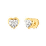 14K Yellow Gold Heart Diamond Stud Earrings