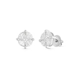 10K White Gold Medium Stud with Multi-Shape Diamond Earring