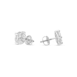 10K White Gold Medium Stud with Multi-Shape Diamond Earring