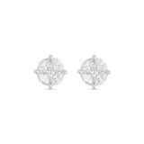 10K White Gold Medium Stud with Multi-Shape Diamond Earring