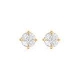 10k Unique Diamond Earrings with Marquise and Round Cut Diamonds