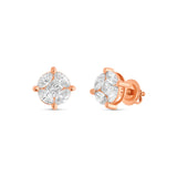 10K Rose Gold Medium Stud with Multi-Shape Diamond Earring