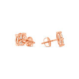 10K Rose Gold Medium Stud with Multi-Shape Diamond Earring