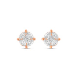 10K Rose Gold Medium Stud with Multi-Shape Diamond Earring