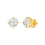 10K Yellow Gold Stud with Multi-Shape Diamond Earring