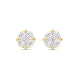 10K Yellow Gold Stud with Multi-Shape Diamond Earring