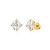 10K Yellow Gold Medium Stud with Multi-Shape Diamond Earring